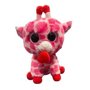 Ty Beanie Boos JungleLove Valentine Pink Giraffe Solid Color Eyes 6 Inch Plush